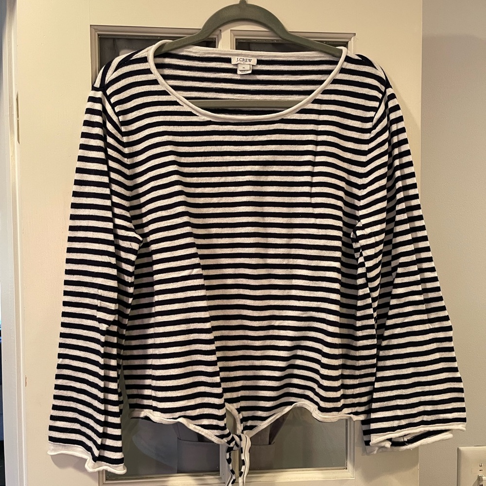 JCrew Navy and White Sweater